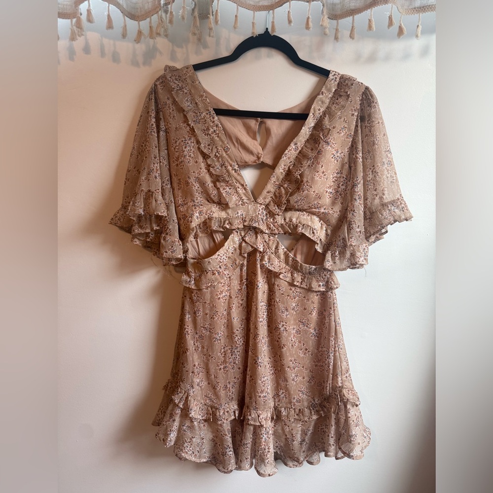 Olivaceous Beige and Brown Dress